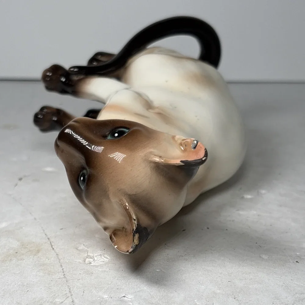 Vintage 1967‎ Chocolate Point Siamese Cat Porcelain Figurine Japan